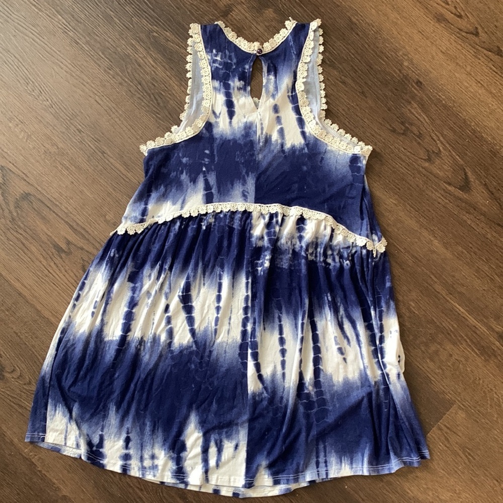 Mittoshop blue tie dye summer sleeveless mini sundress/swim coverup size small - Picture 4 of 5